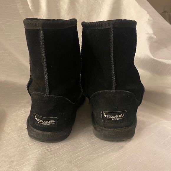 Koolaburra by Uggs Womens Size 7 Black Suede Sheepskin Fur Short Warm Boots - Picture 3 of 5